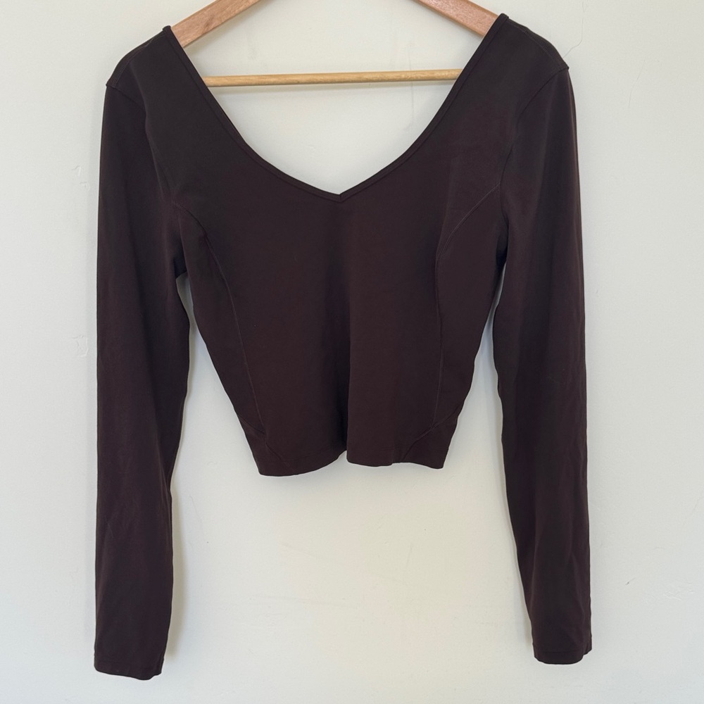 lululemon Long Sleeve V-Neck Crop Top - Dark Purple